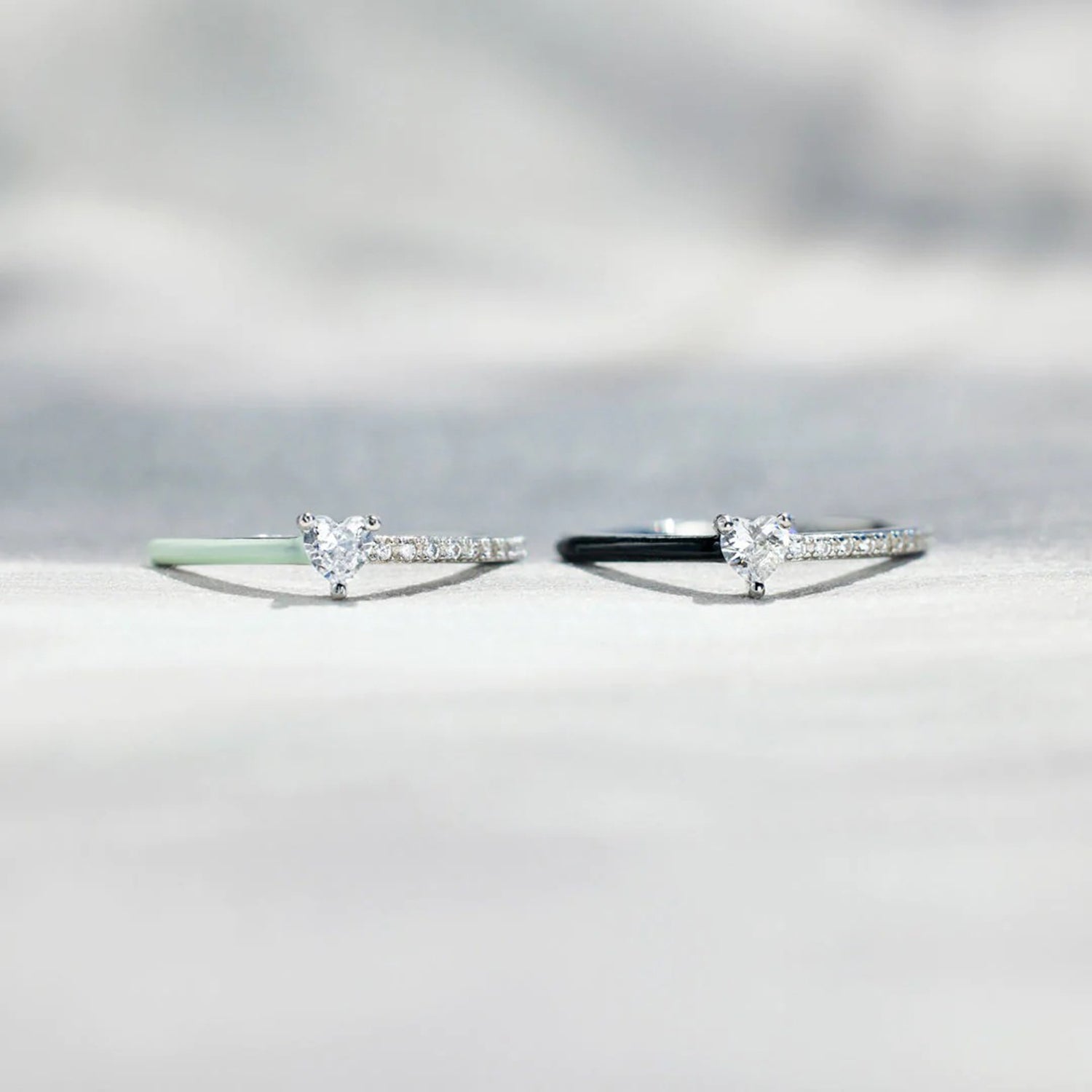 Fashion Sava | Zircon Enamel Ring | Heart Shape Design