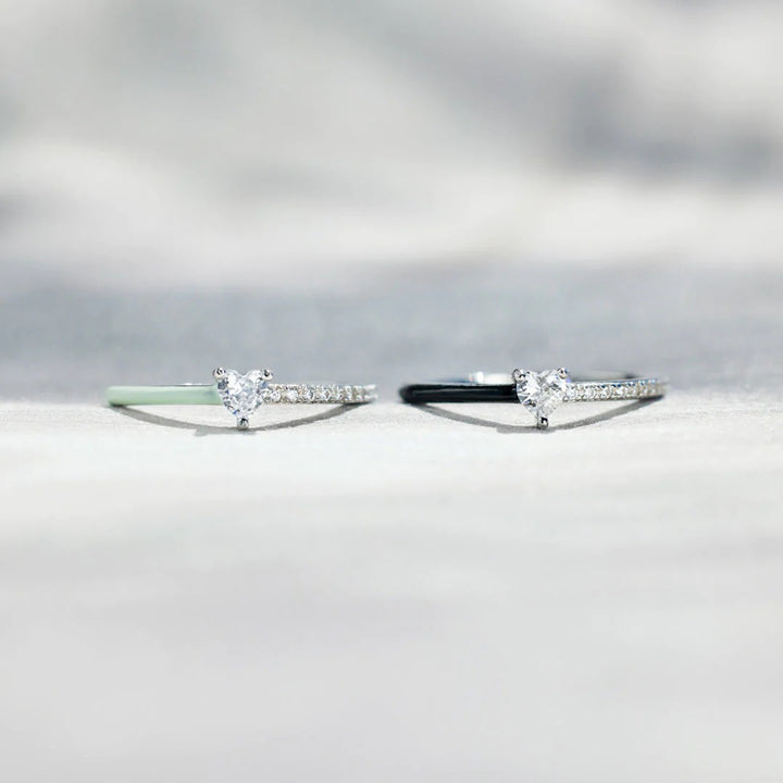 Fashion Sava | Zircon Enamel Ring | Heart Shape Design