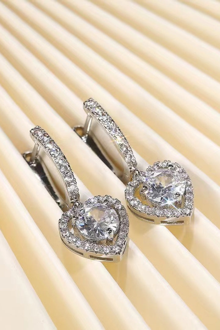Fashion Sava | Heart Drop Earrings | 2 Carat Moissanite Sparkle