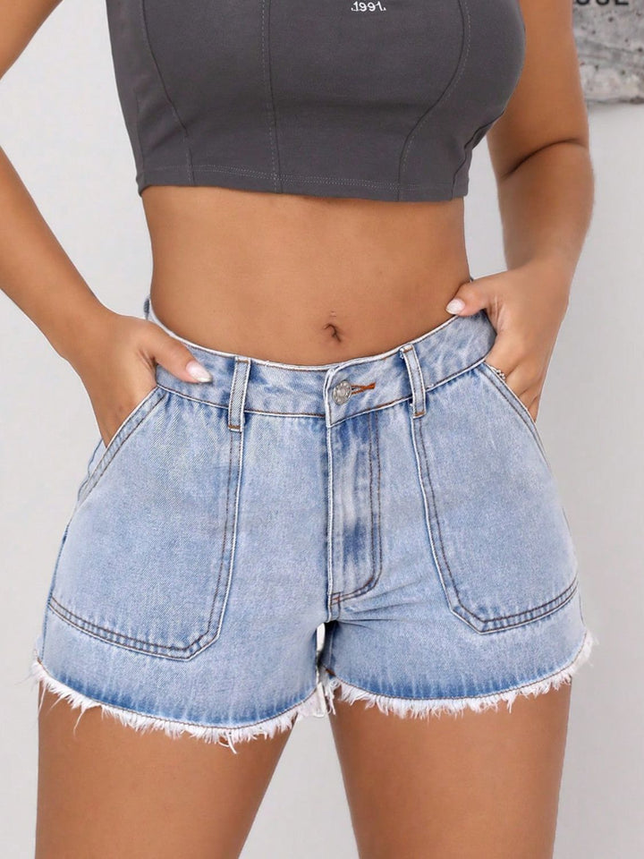 Fashion Sava | Raw Hem Denim Shorts | Casual Chic Style