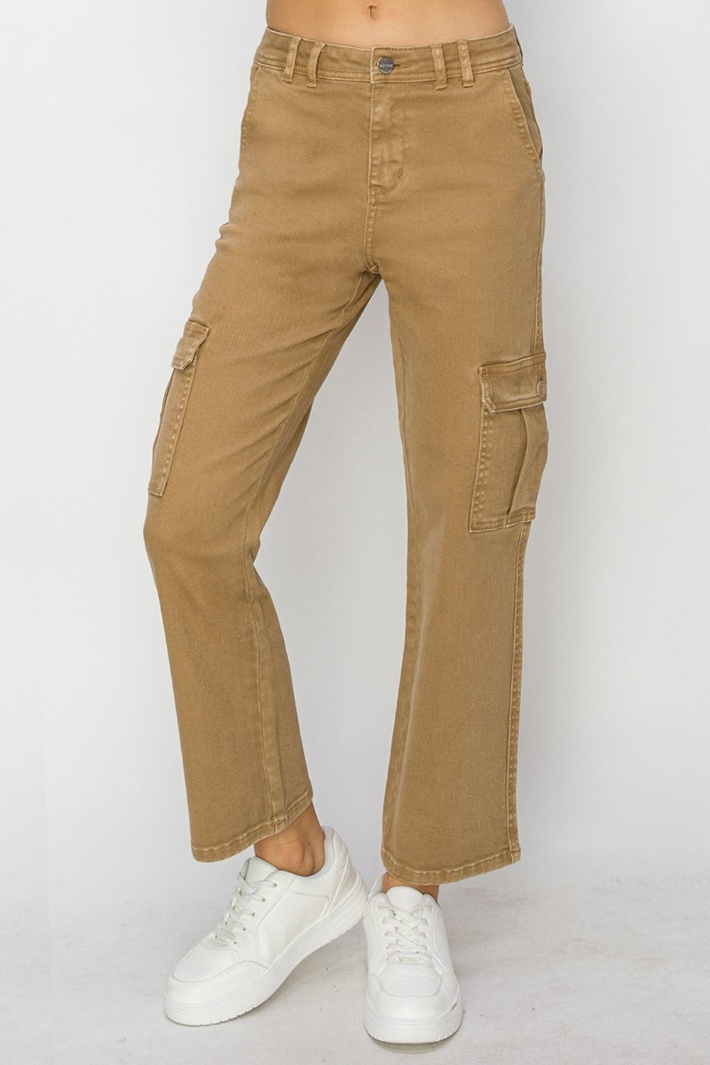 Pantalones vaqueros cargo de tiro alto y talla grande Risen