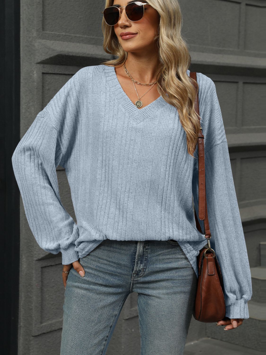 V-Neck Long Sleeve T-Shirt