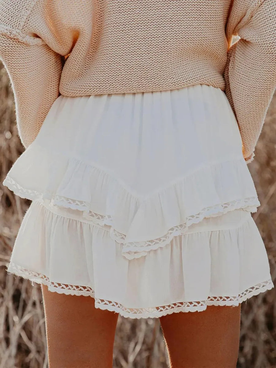 Fashion Sava | Lace Detail Skirt | Elegant Layered Design