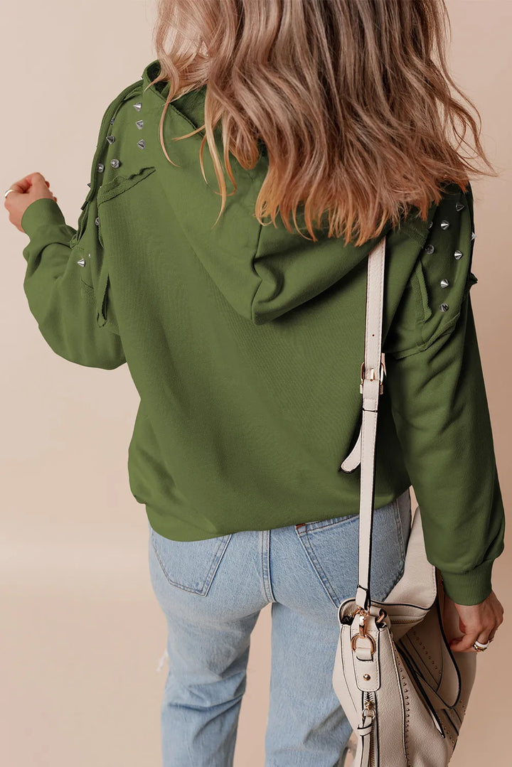 Fashion Sava | Long Sleeve Hoodie | Rivet Drawstring Design