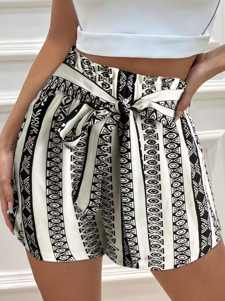 Fashion Sava | Tied Geometric Shorts | Effortless Summer Style
