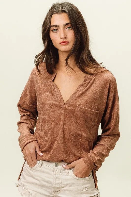 Fashion Sava | V Neck Pocket Top | Stylish & Comfortable