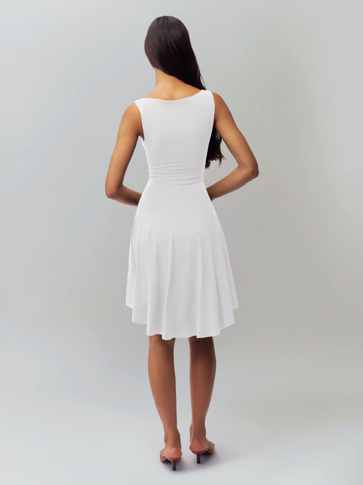 Fashion Sava | High-Low Sleeveless Dress | Elegant Design - Tan