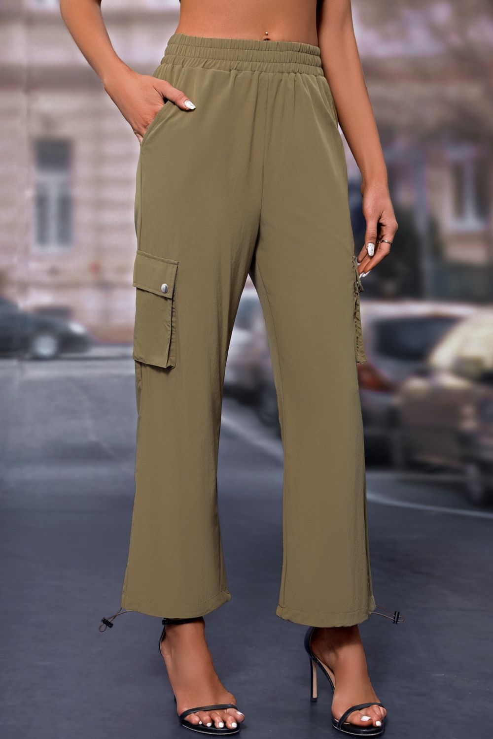 Mandy Elastic Waist Pants with Pockets