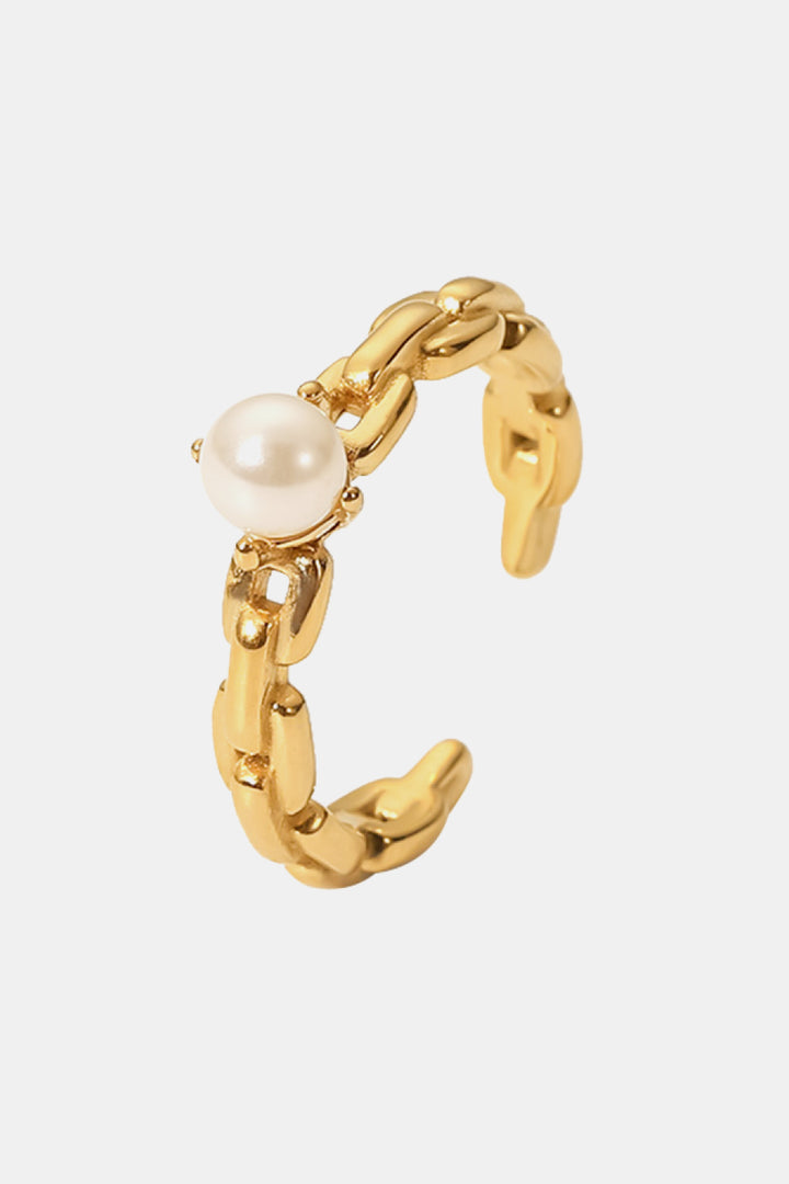 Fashion Sava | Pearl Open Ring | Adjustable Stainless Steel