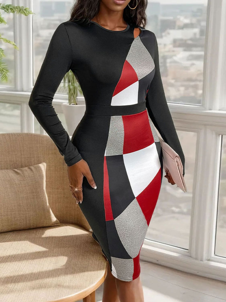Fashion Sava | Perfee Cutout Dress | Stylish Color Block Design - Black