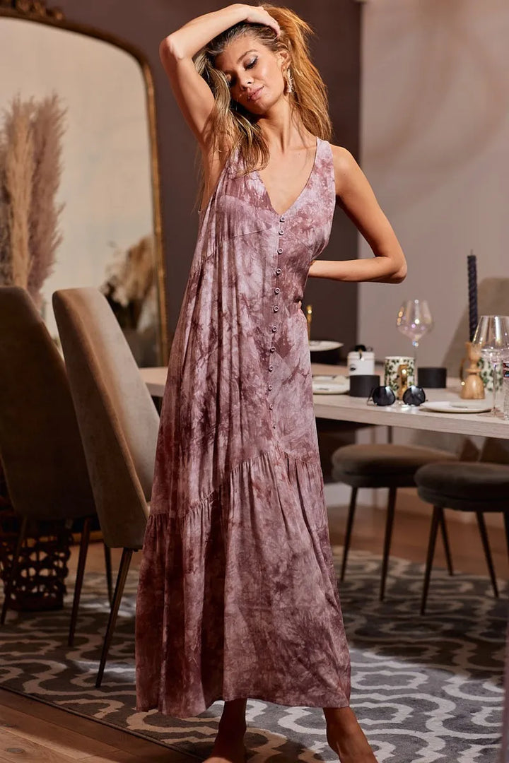 Fashion Sava | Tie-Dye V-Neck Dress | Perfect for Summer Outings
