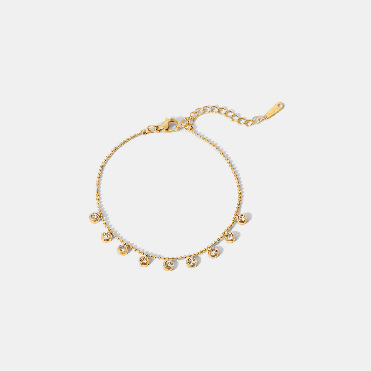 Pulsera de acero inoxidable bañada en oro de 18 quilates con circonitas