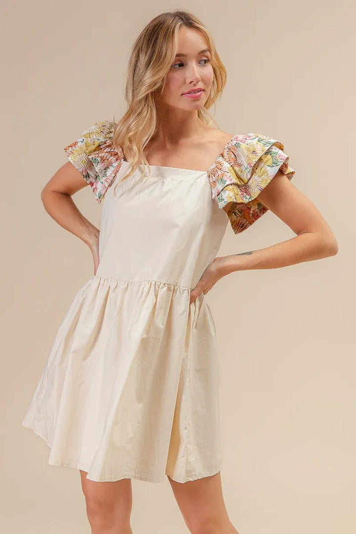 Fashion Sava | Floral Sleeve Dress | Embroidered Elegance
