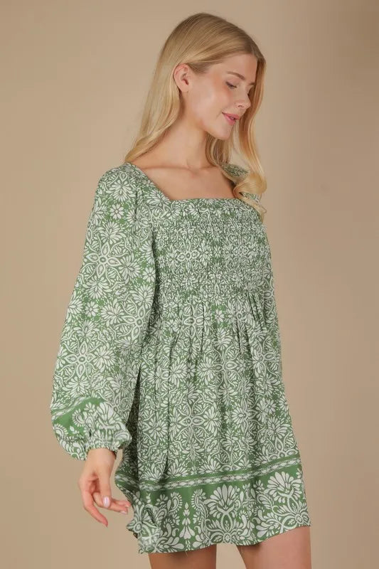 Fashion Sava | Boho Mini Dress | Smocked Chest Design