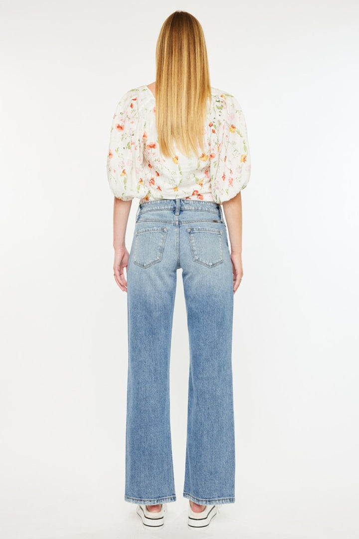 Fashion Sava | Straight Jeans | Mid Rise Frayed Hem