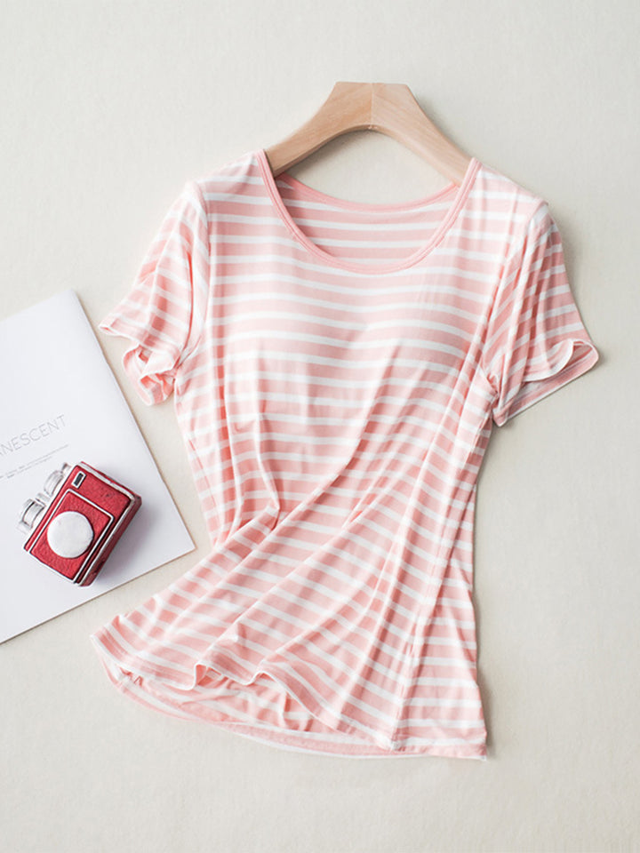 Fashion Sava | Striped T-Shirt | Round Neck Short Sleeve Style
