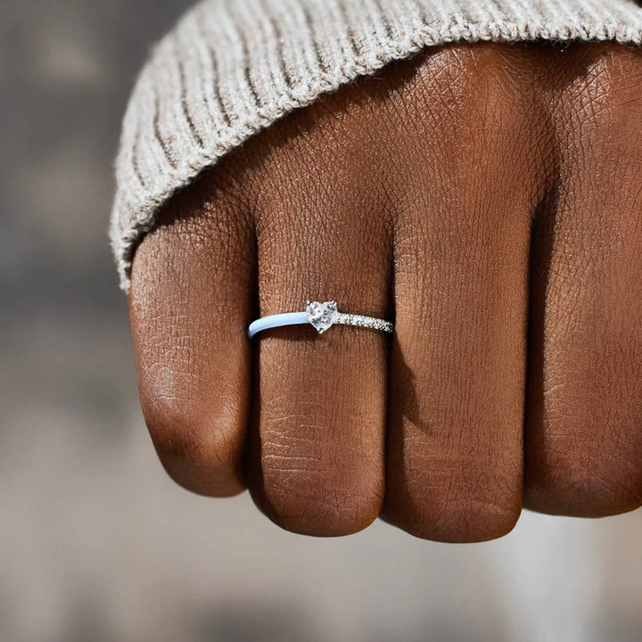 Fashion Sava | Zircon Enamel Ring | Heart Shape Design