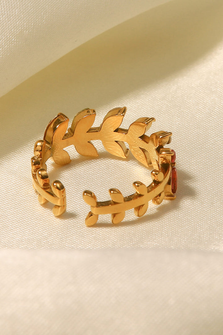 Fashion Sava | Leaf Open Ring | 18K Gold-Plated Elegance