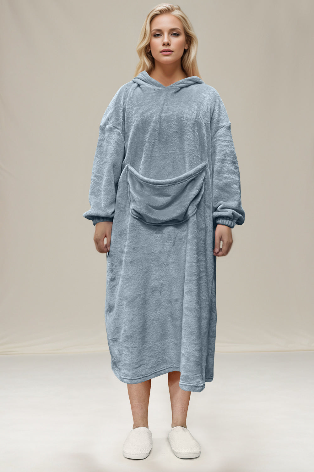 Hooded Fleece Long Sleeve Relaxed Fit Lounge Dress