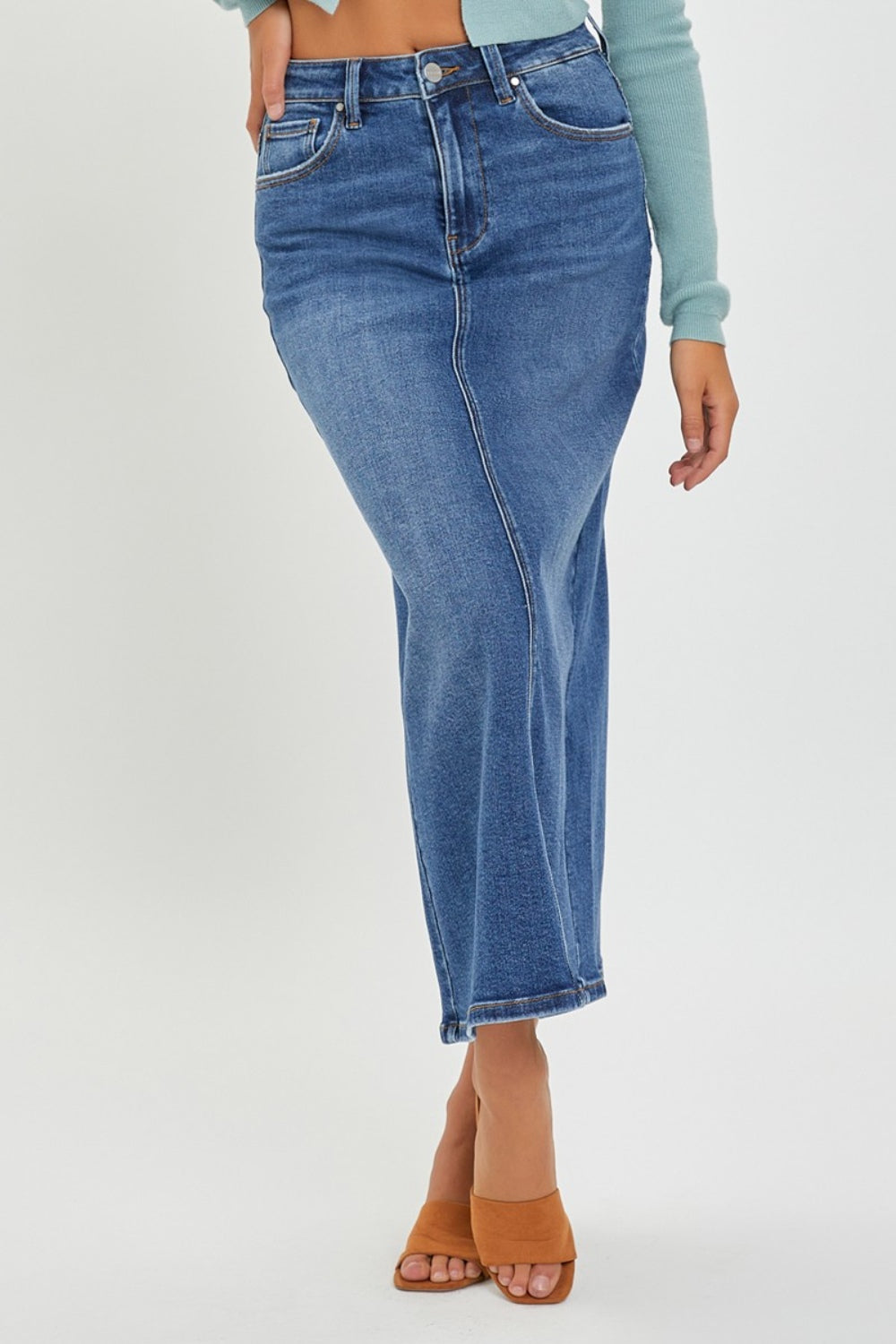 Jupe en jean taille haute fendue dans le dos RISEN