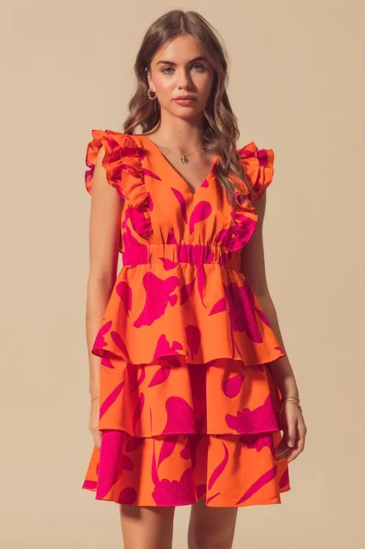 Fashion Sava | Floral V Neck Dress | Elasticized Waist Design