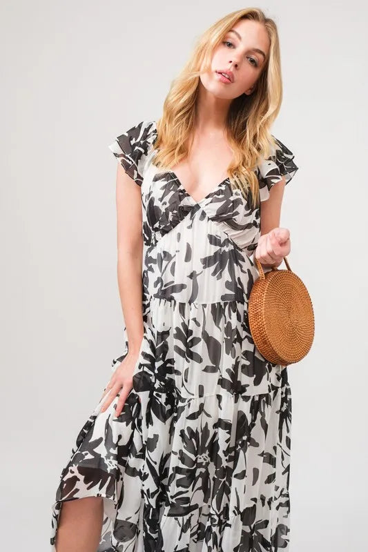 Fashion Sava | Maxi Dress | Ruffled Sleeve Tiered Floral Print