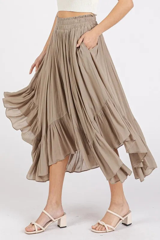 Fashion Sava | Midi Skirt | Handkerchief Hem with Pockets