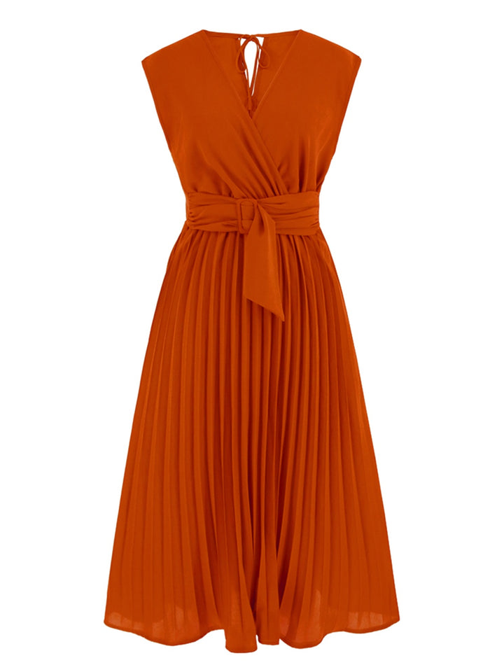 Fashion Sava | Surplice Pleated Dress | Chic Tank Style - Black