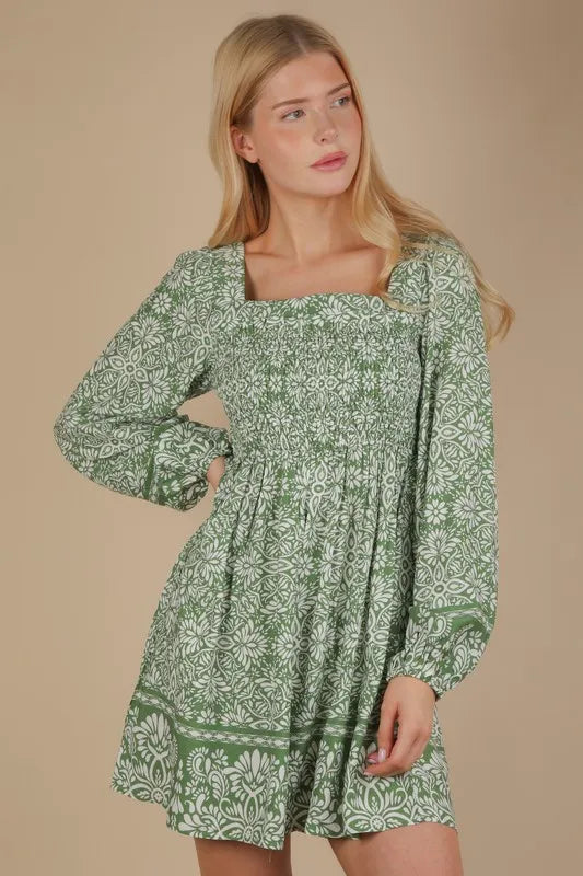 Fashion Sava | Boho Mini Dress | Smocked Chest Design