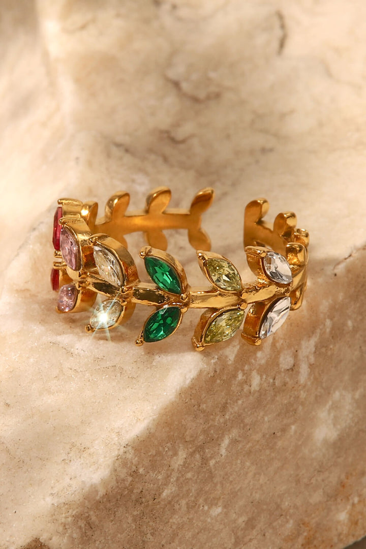 Fashion Sava | Leaf Open Ring | 18K Gold-Plated Elegance