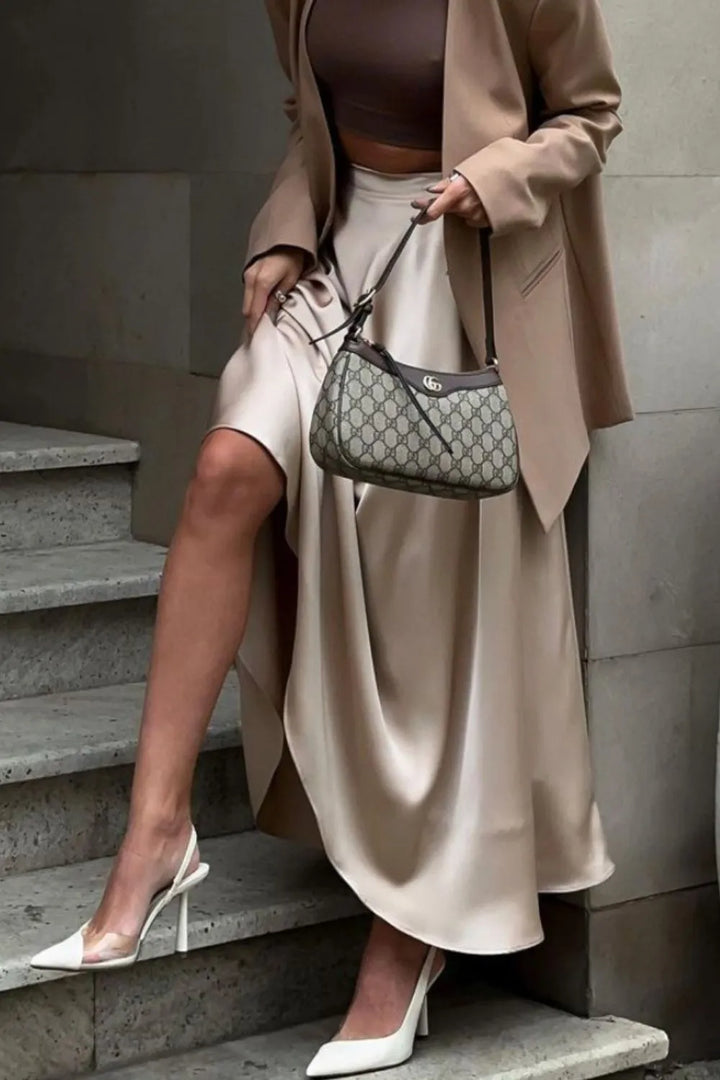 Fashion Sava | Satin Minx Skirt | Back Elastic Waist
