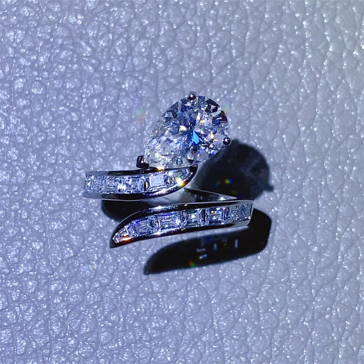 Fashion Sava | Moissanite Zircon Ring | 925 Sterling Silver Bypass