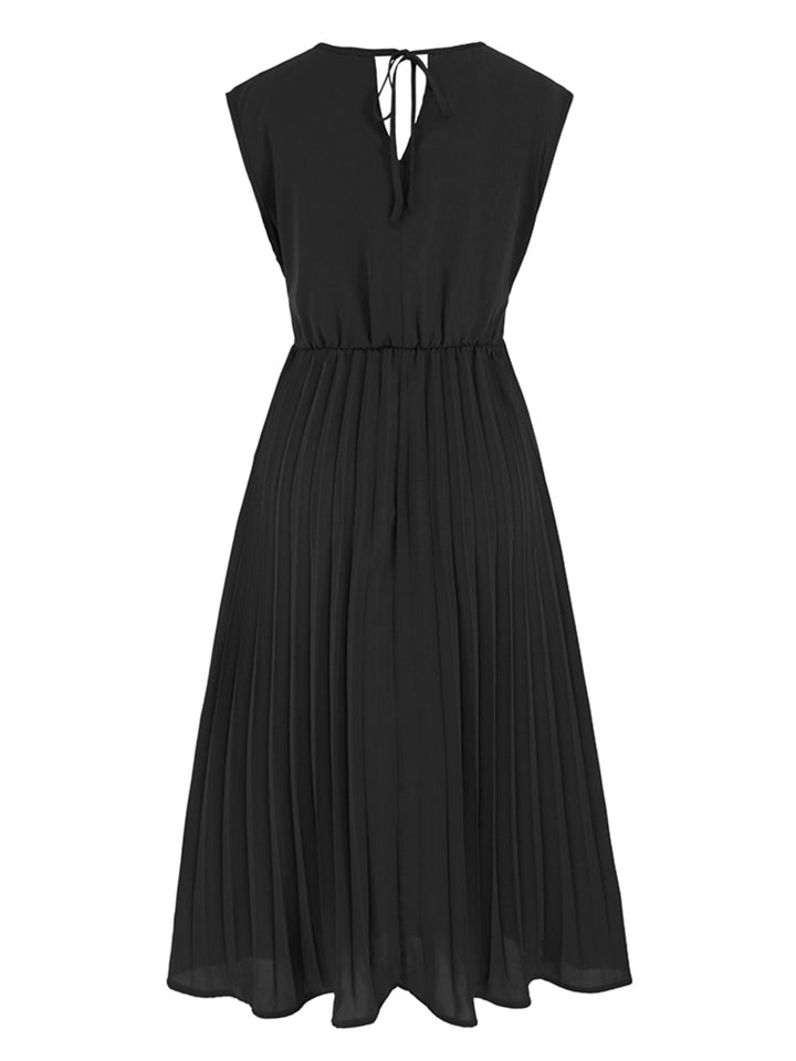 Fashion Sava | Surplice Pleated Dress | Chic Tank Style - Dark Green