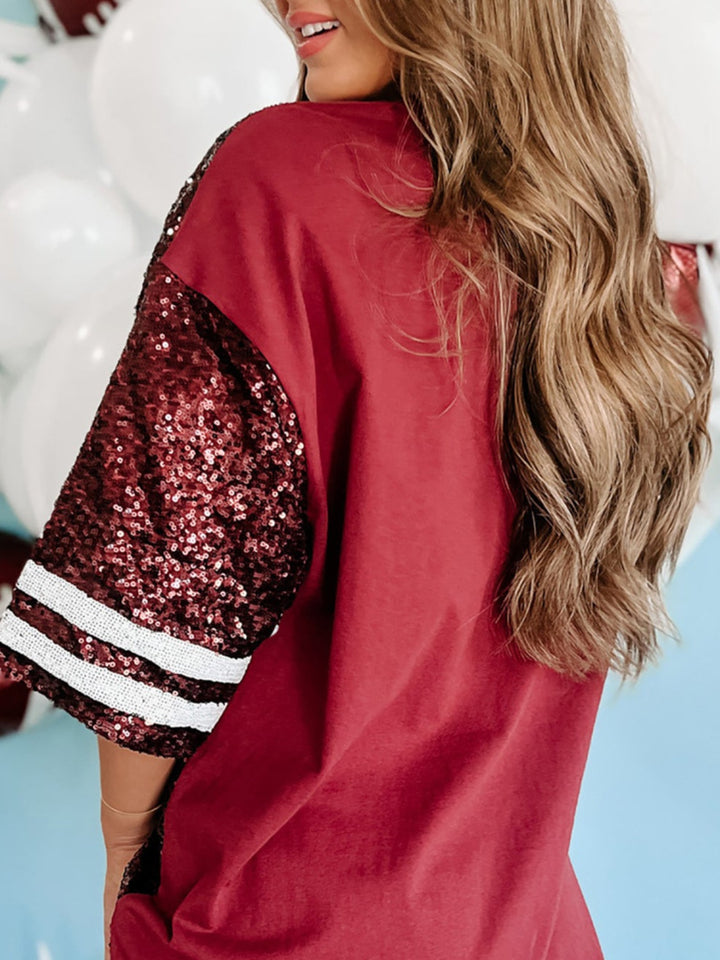Fashion Sava | Sequin Football Top | Oversized Glam Style