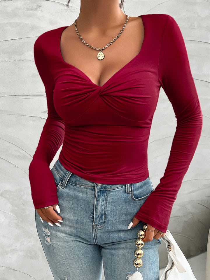 Fashion Sava | Twisted Long Sleeve T-Shirt | Stylish Comfort