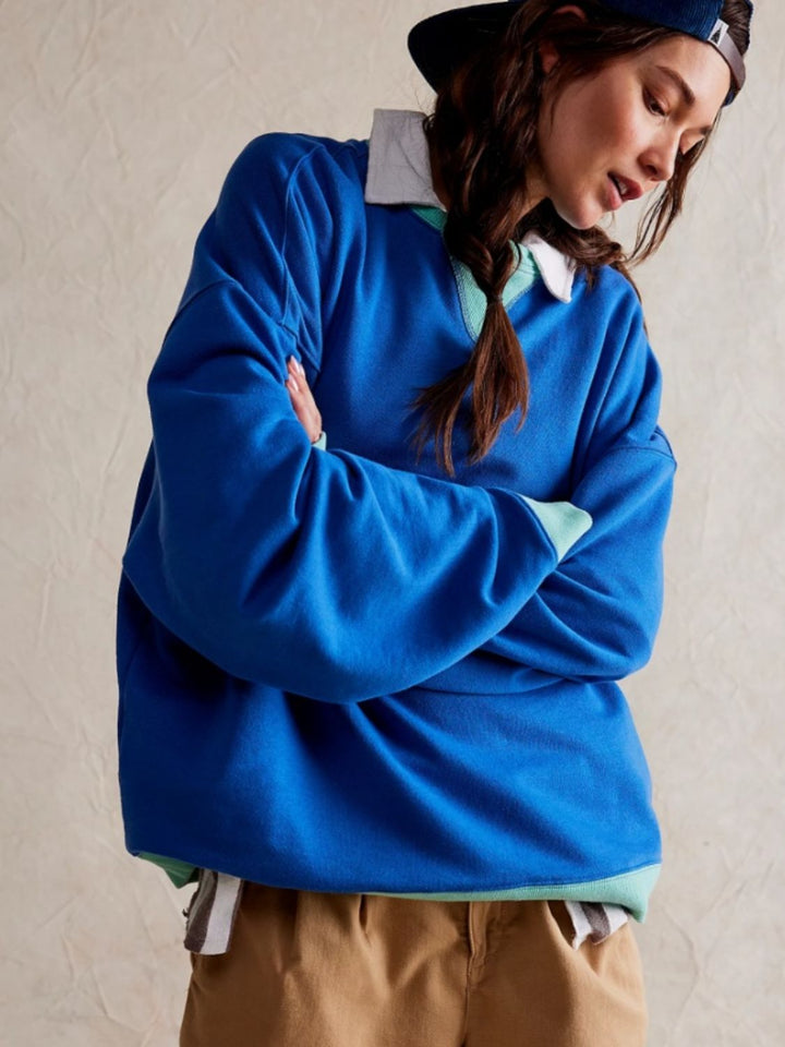 Fashion Sava | Contrast Trim Sweatshirt | Cozy Long Sleeve Style