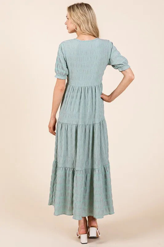 Fashion Sava | Textured Tiered Dress | Effortless Elegance
