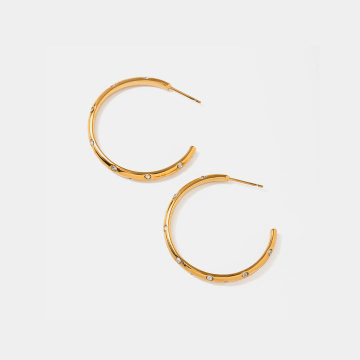 Fashion Sava | C-Hoop Earrings | 18K Gold-Plated Elegance