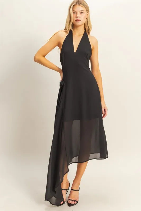 Fashion Sava | Halter Dress | Asymmetrical Hem Design
