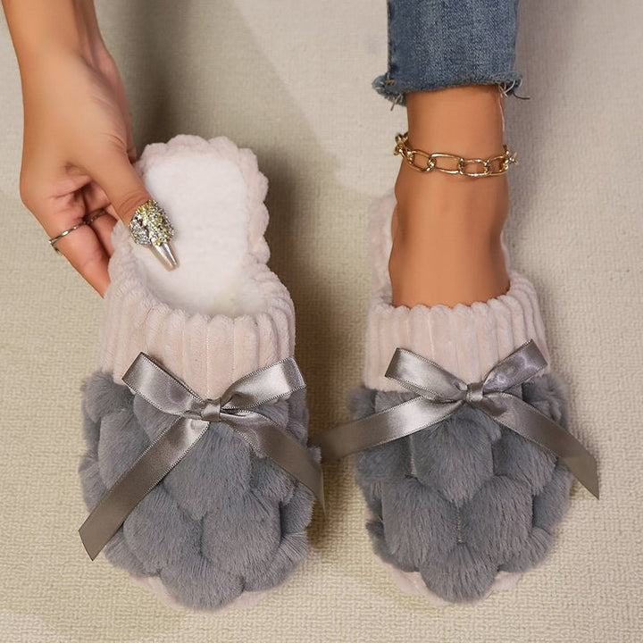 Fashion Sava | Bow Trim Slippers | Cozy Indoor Comfort