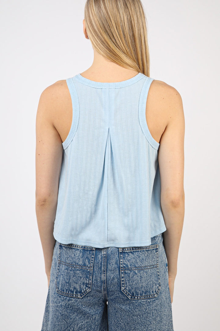 Fashion Sava | Knit Swing Cropped Tank | V-Neck Style