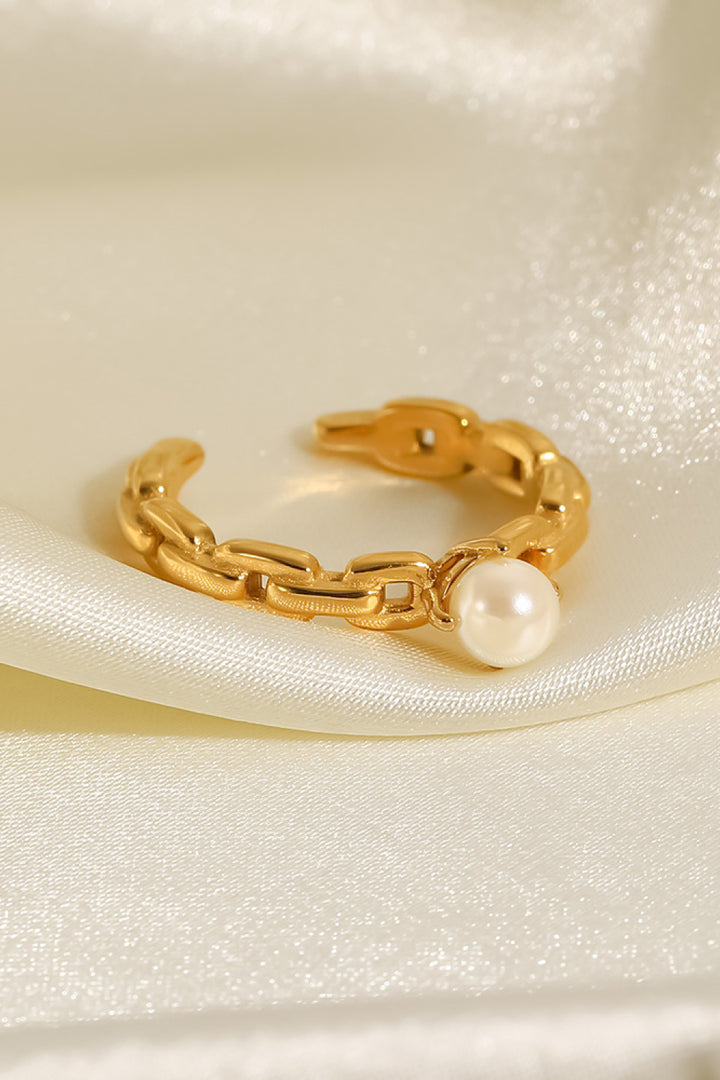 Fashion Sava | Pearl Open Ring | Adjustable Stainless Steel