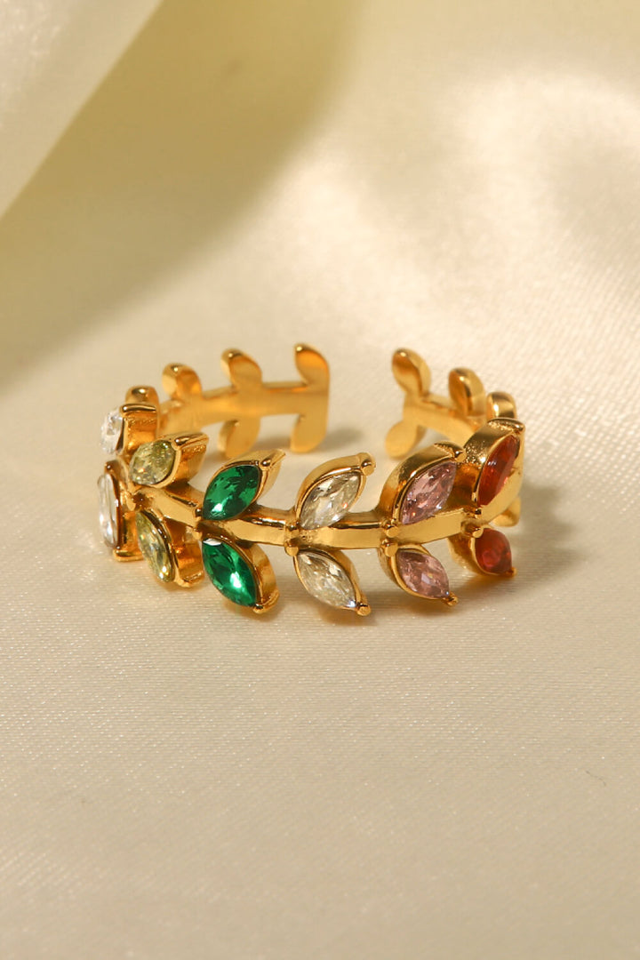 Fashion Sava | Leaf Open Ring | 18K Gold-Plated Elegance