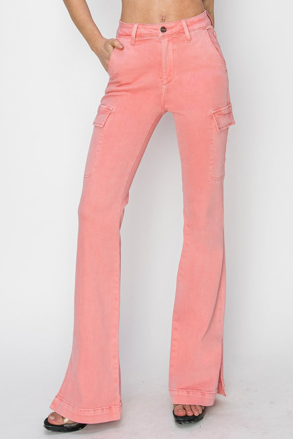Fashion Sava | Bootcut Jeans | High Rise Side Slit Cargo Style