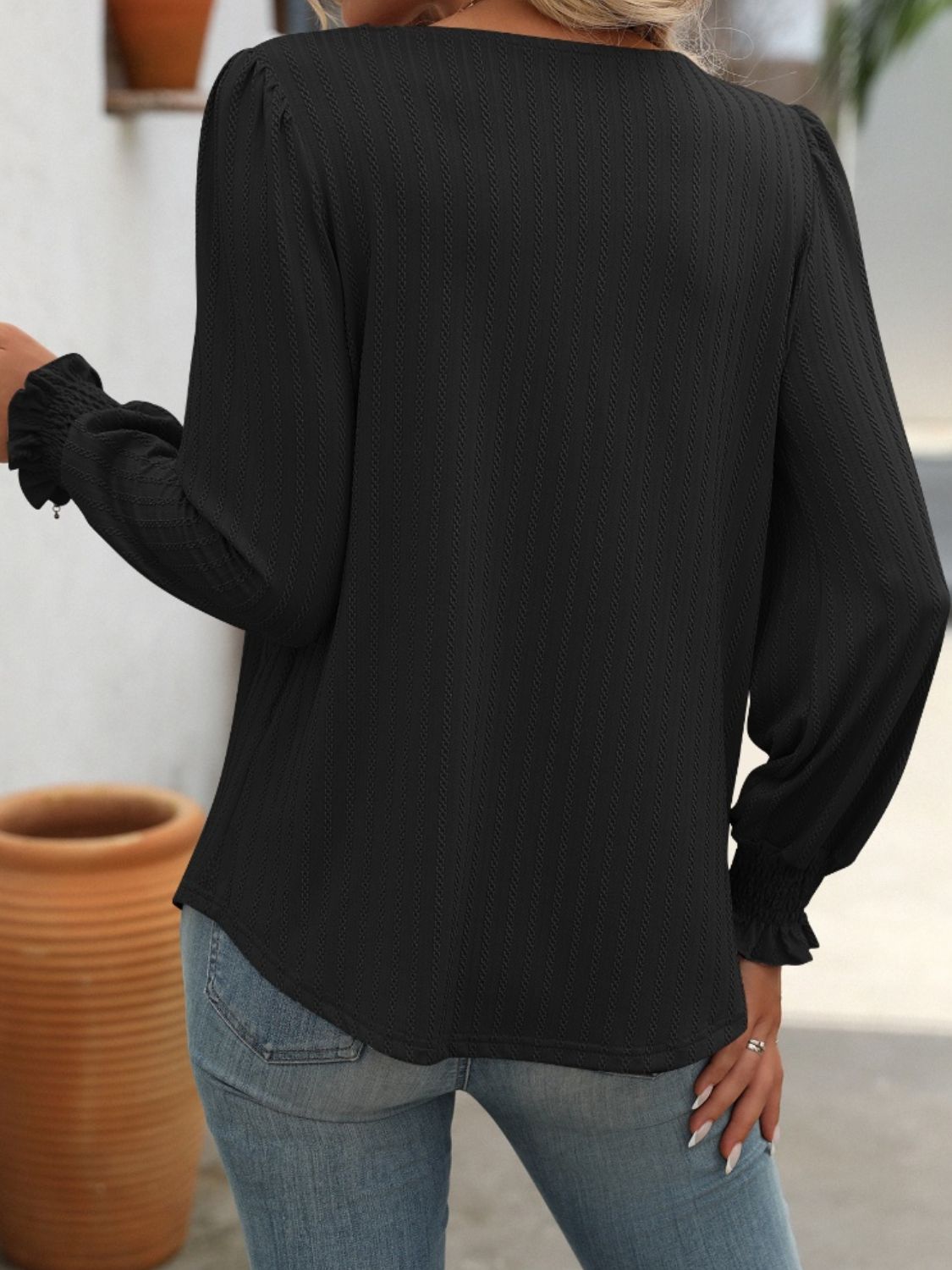 Blusa de manga larga con escote cuadrado Mandy