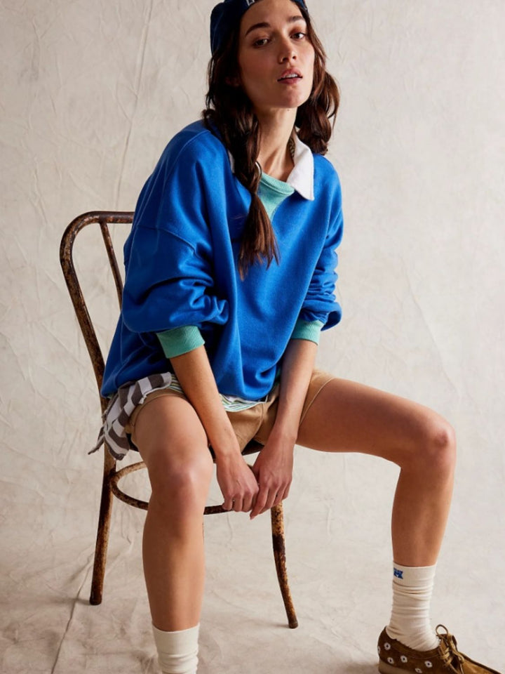Fashion Sava | Contrast Trim Sweatshirt | Cozy Long Sleeve Style