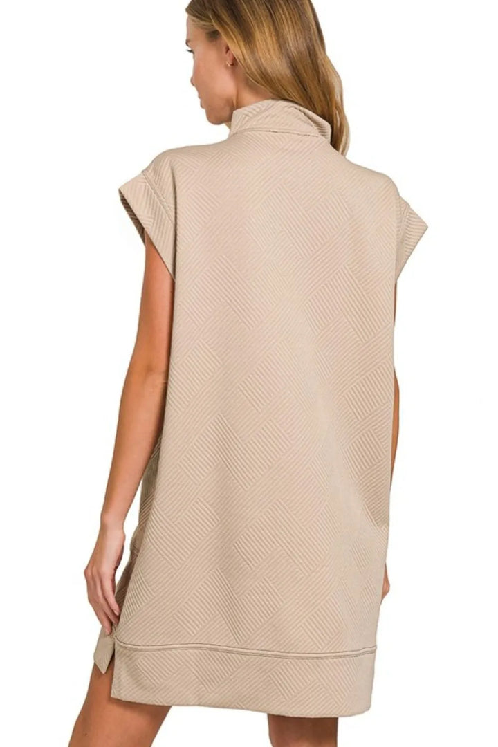 Fashion Sava | Knit Jacquard Mini Dress | Quarter Zipper Style