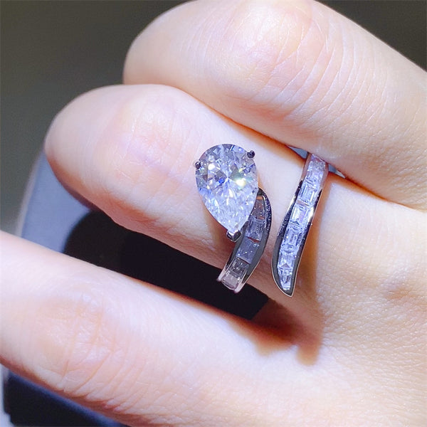 Fashion Sava | Moissanite Zircon Ring | 925 Sterling Silver Bypass