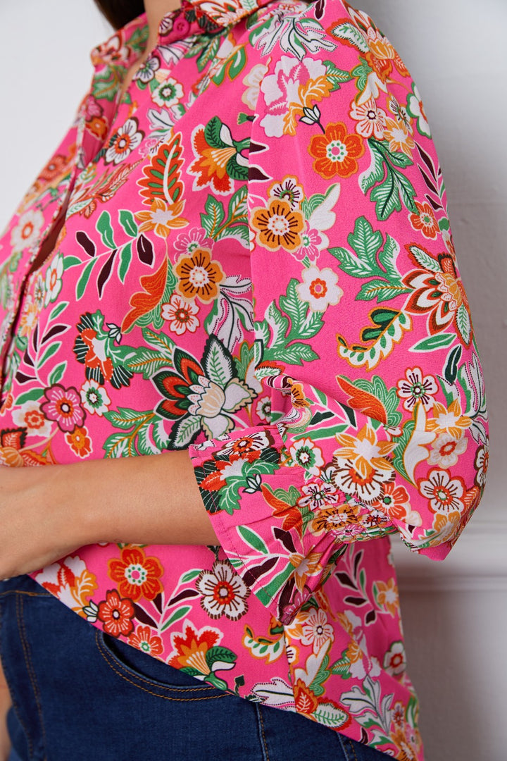 Fashion Sava | Flounce Sleeve Shirt | Elegant Floral Design