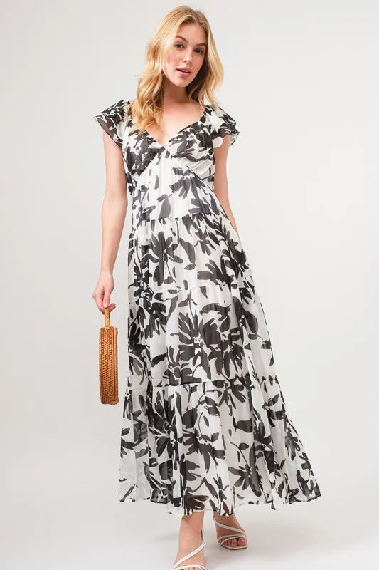 Fashion Sava | Maxi Dress | Ruffled Sleeve Tiered Floral Print